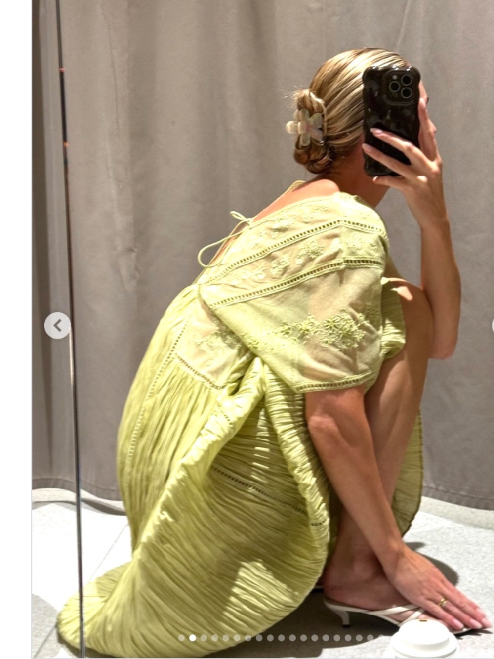 ZARA ZW EMBROIDERED PLEATED DRESS ZW COLLECTION PISTACHIO 7521/063/511 SMALL S - Picture 3 of 3